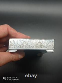 Ancien Coffret ou boîte en argent massif Perse Poinçon 84, Asie, Poids 350 gr