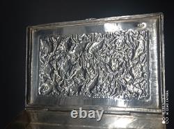 Ancien Coffret ou boîte en argent massif Perse Poinçon 84, Asie, Poids 350 gr