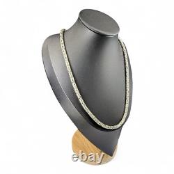 Ancien Collier Argent Massif Maille Byzantine Ronde 57 cm 76 gr Très Bel Etat