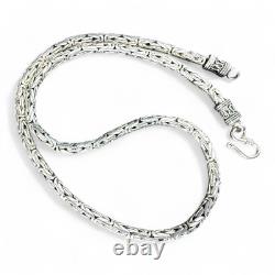 Ancien Collier Argent Massif Maille Byzantine Ronde 57 cm 76 gr Très Bel Etat