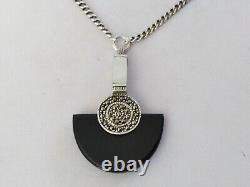 Ancien Collier Art Déco Argent Massif Onyx Marcassites