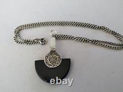 Ancien Collier Art Déco Argent Massif Onyx Marcassites