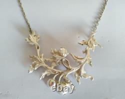 Ancien Collier Art Nouveau Argent Massif Plastron Floral 1900
