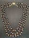 Ancien Collier De Perles Triple Rang Fermoir Argent Massif Poinçon Sanglier