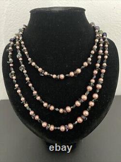 Ancien Collier De Perles Triple Rang Fermoir Argent Massif Poinçon Sanglier