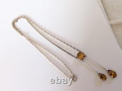 Ancien Collier Négligé Art Nouveau Argent Massif Citrine 1900
