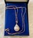 Ancien Collier & Pendentif Or Rose Argent Massif Énorme Perle Baroque