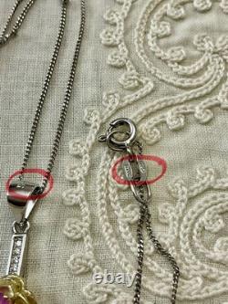 Ancien Collier Pendentif Vermeil Argent Massif, Rubis Et Topazes