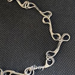 Ancien Collier Sautoir En Argent Massif 925 Art Déco Nouveau