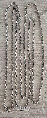 Ancien Collier Sautoir en argent massif 925 144 cm 28,8 grammes