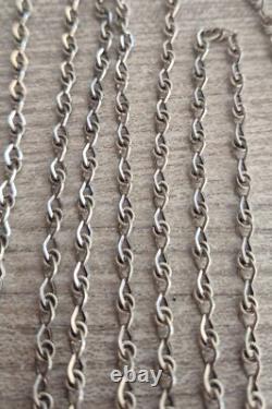 Ancien Collier Sautoir en argent massif 925 144 cm 28,8 grammes