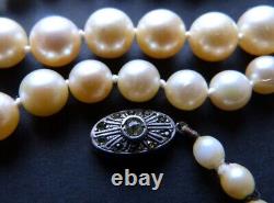 Ancien Collier perles culture fermoir ARGENT massif necklace pearl