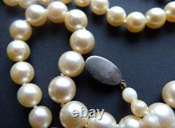 Ancien Collier perles culture fermoir ARGENT massif necklace pearl