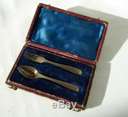 Ancien Couverts Poupée De Mode Argent Massif écrin Parian doll jumeau bru huret