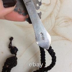 Ancien Crochet de CHATELAINE Argent Massif XIXè Poinçon Minerve Passementerie