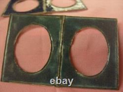 Ancien Etui pliant porte-photo en argent massif anglais intérieur émaillé vert
