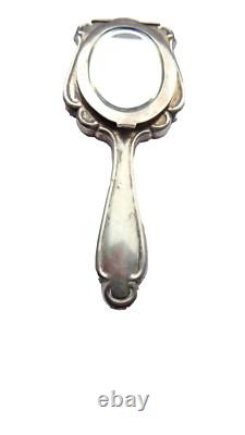 Ancien Face A Main Double Miroir En Argent Massif 925 Napoleon 3