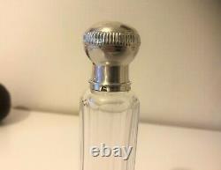 Ancien Flacon Eau de mélisse Argent Massif Minerve PUIFORCAT Cristal 19 eme Sel