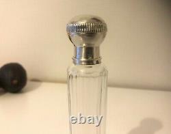 Ancien Flacon Eau de mélisse Argent Massif Minerve PUIFORCAT Cristal 19 eme Sel