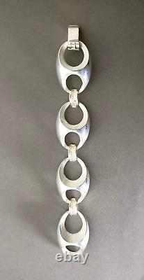 Ancien Gros Bracelet Vintage En Argent Massif 800