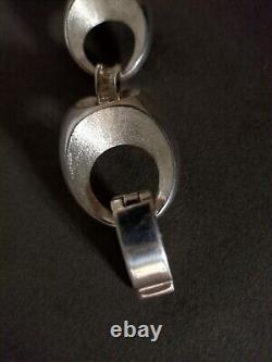 Ancien Gros Bracelet Vintage En Argent Massif 800