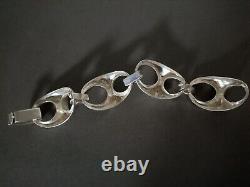Ancien Gros Bracelet Vintage En Argent Massif 800
