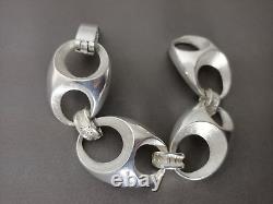 Ancien Gros Bracelet Vintage En Argent Massif 800