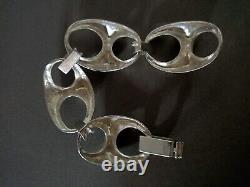 Ancien Gros Bracelet Vintage En Argent Massif 800