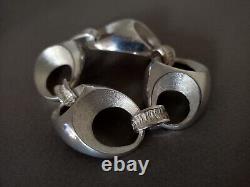 Ancien Gros Bracelet Vintage En Argent Massif 800