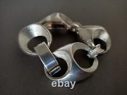 Ancien Gros Bracelet Vintage En Argent Massif 800