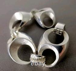 Ancien Gros Bracelet Vintage En Argent Massif 800