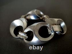 Ancien Gros Bracelet Vintage En Argent Massif 800