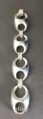 Ancien Gros Bracelet Vintage En Argent Massif 800