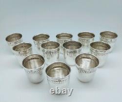 Ancien Lot 12 Verres À Liqueur Gobelets Argent Massif Minerve Old Silver Cup