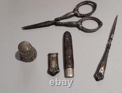 Ancien Nécessaire à Couture Argent Massif Oran Algérie L. Beria #K29