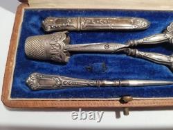 Ancien Nécessaire à Couture Argent Massif Oran Algérie L. Beria #K29