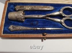 Ancien Nécessaire à Couture Argent Massif Oran Algérie L. Beria #K29