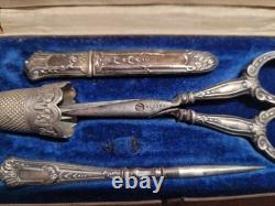 Ancien Nécessaire à Couture Argent Massif Oran Algérie L. Beria #K29