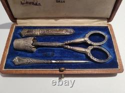 Ancien Nécessaire à Couture Argent Massif Oran Algérie L. Beria #K29