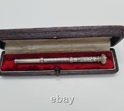 Ancien Nécessaire d' Écriture de Voyage. Argent Massif. Porte-Plume. Porte Mine