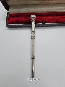 Ancien Nécessaire d' Écriture de Voyage. Argent Massif. Porte-Plume. Porte Mine
