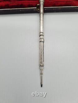 Ancien Nécessaire d' Écriture de Voyage. Argent Massif. Porte-Plume. Porte Mine