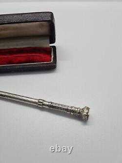 Ancien Nécessaire d' Écriture de Voyage. Argent Massif. Porte-Plume. Porte Mine