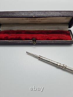 Ancien Nécessaire d' Écriture de Voyage. Argent Massif. Porte-Plume. Porte Mine