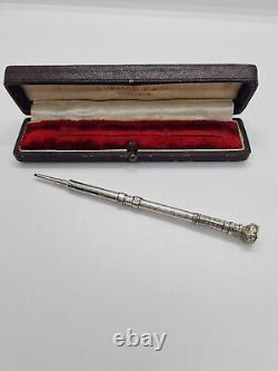 Ancien Nécessaire d' Écriture de Voyage. Argent Massif. Porte-Plume. Porte Mine