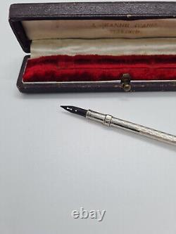 Ancien Nécessaire d' Écriture de Voyage. Argent Massif. Porte-Plume. Porte Mine