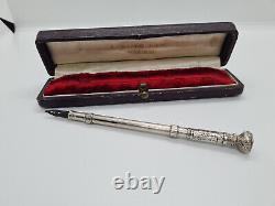 Ancien Nécessaire d' Écriture de Voyage. Argent Massif. Porte-Plume. Porte Mine