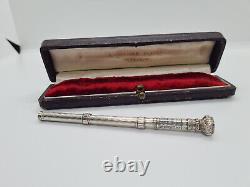 Ancien Nécessaire d' Écriture de Voyage. Argent Massif. Porte-Plume. Porte Mine