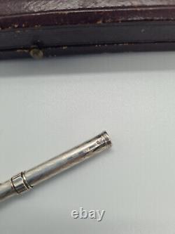 Ancien Nécessaire d' Écriture de Voyage. Argent Massif. Porte-Plume. Porte Mine