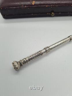 Ancien Nécessaire d' Écriture de Voyage. Argent Massif. Porte-Plume. Porte Mine